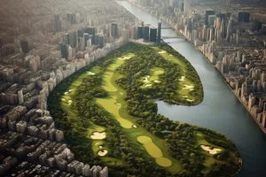 River Landscape with Sky and Maze Wall