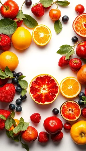 Colorful Fruit Plate with Fresh Berries and Citrus Slices