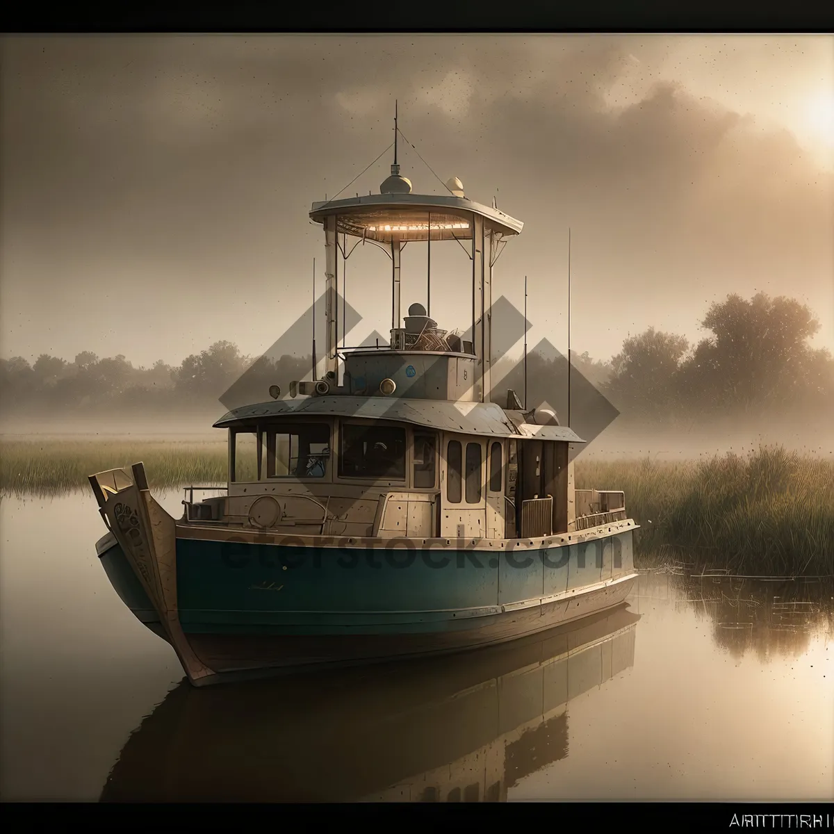 Picture of Coastal Tugboat: A Nautical Vessel Guiding at Sea