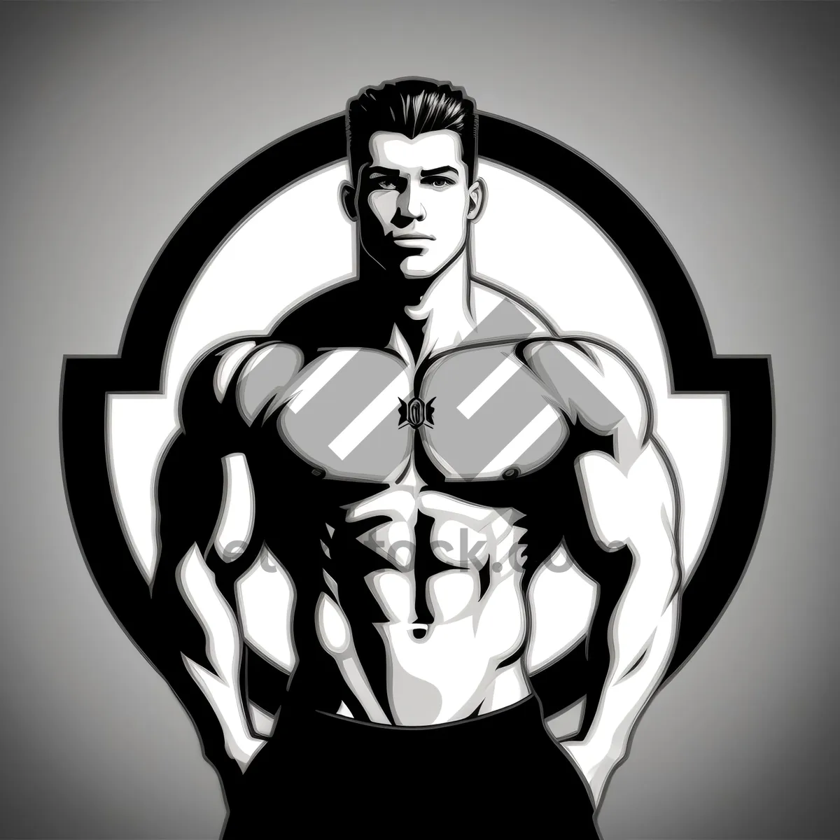 Picture of Muscle Man: Cartoon Bodybuilder Art Drawing