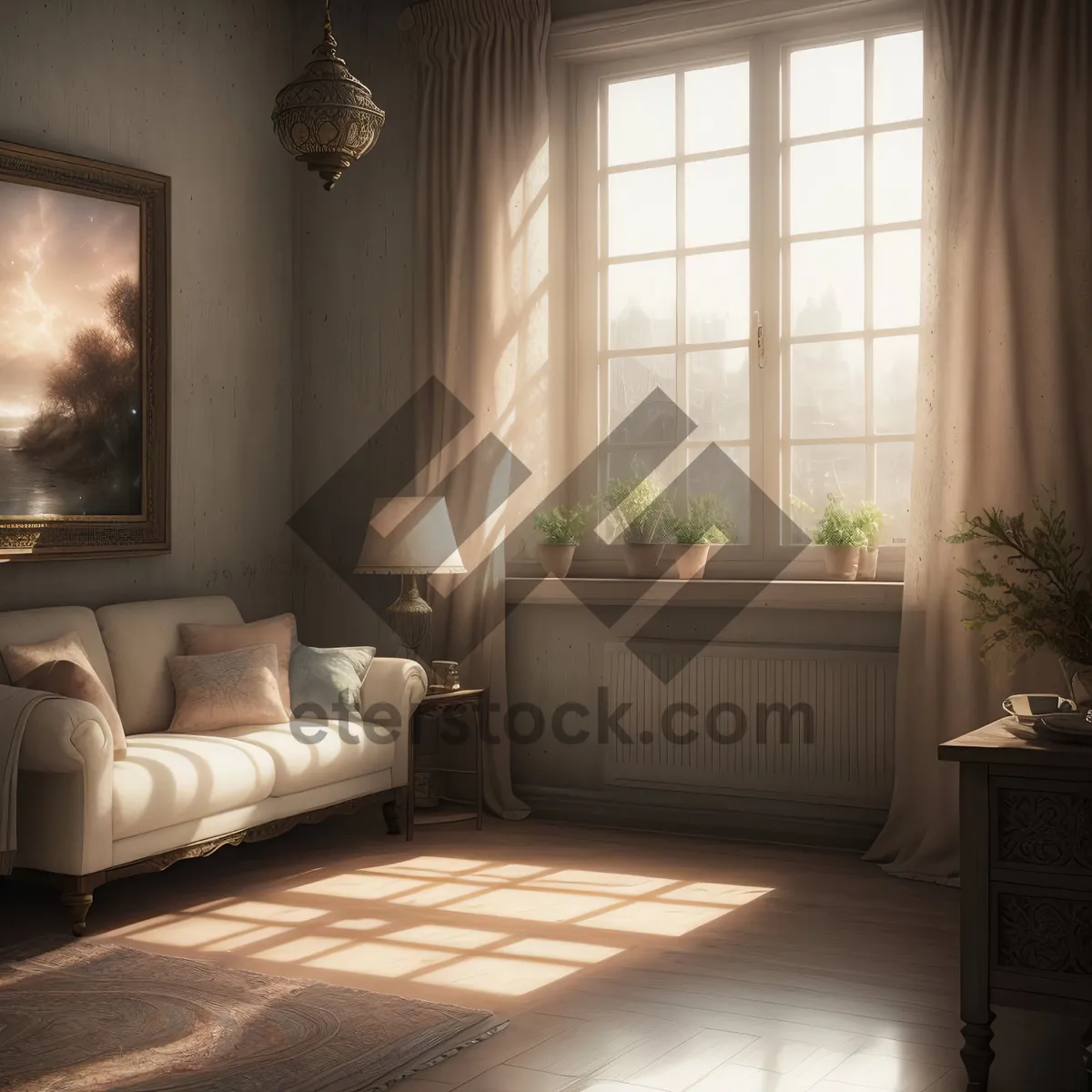 Picture of Luxury Bedroom Retreat with Cozy Fireplace and Stylish Furnishings