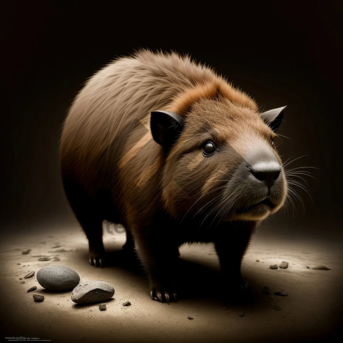 Picture of Cute Guinea Pig Piglet with Fluffy Fur