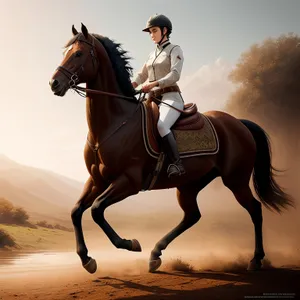 Majestic Stallion Riding with Cowboy
