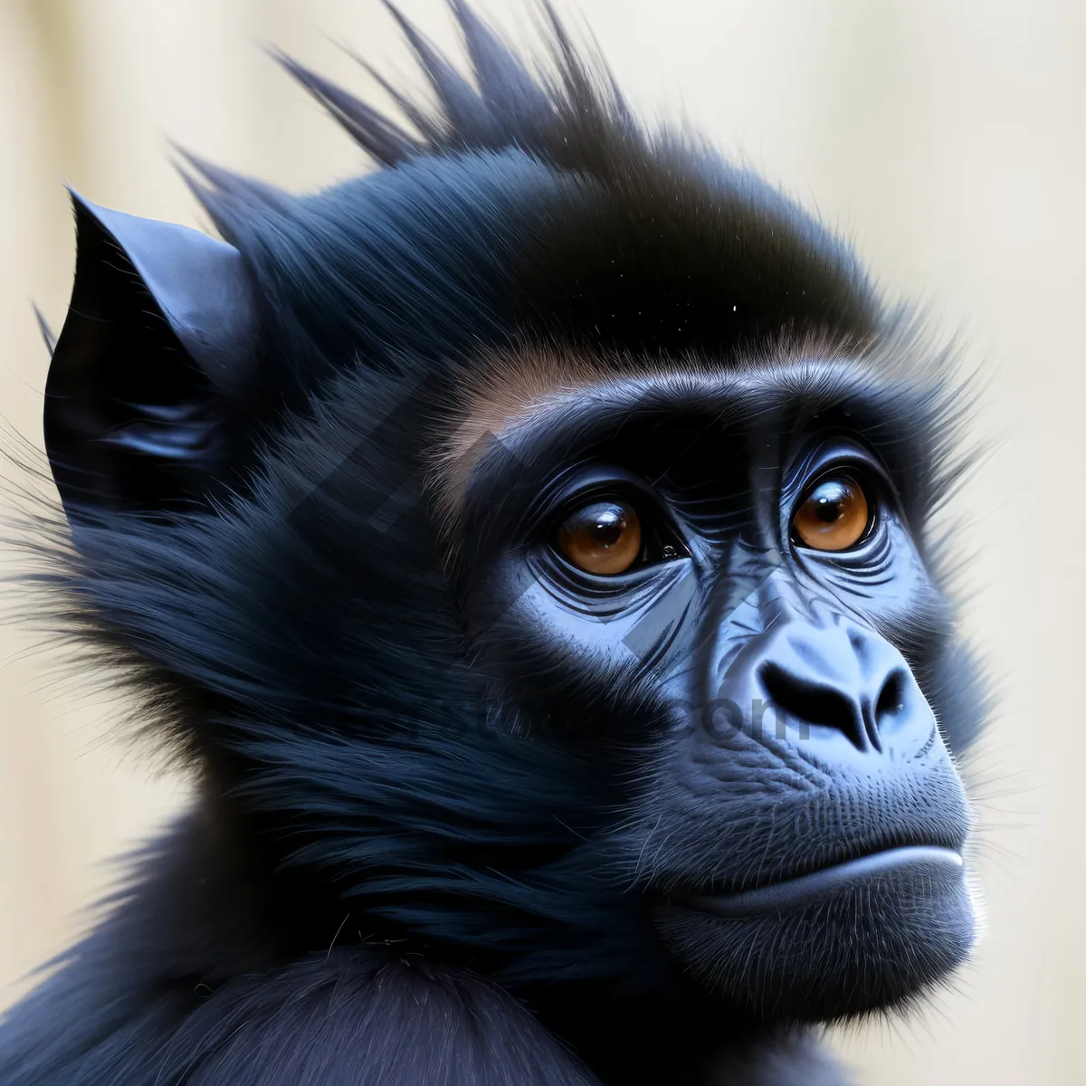 Picture of Wild Black Primate in Zoo: Gibbon Monkey