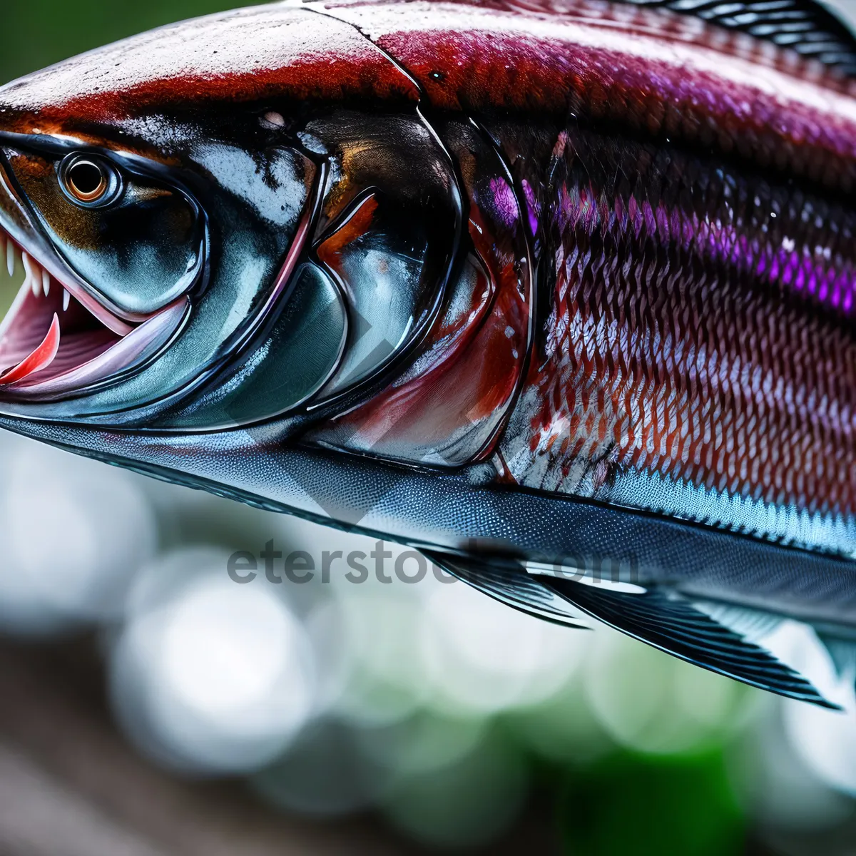 Picture of Fresh Catch: Coho Salmon and Bass in Ocean Waters