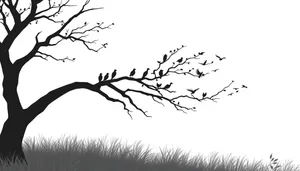 Black floral tree silhouette design with leaf branch tracing