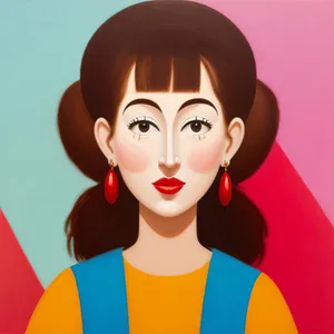Fashion model with stylish cartoon hair and makeup.