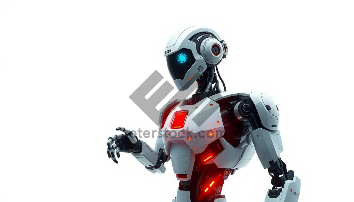 Picture of Futuristic 3D cyborg character with chrome finish