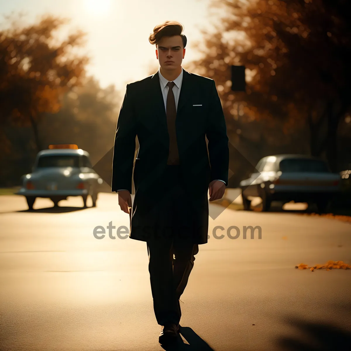 Picture of Confident Executive in Business Attire with Briefcase