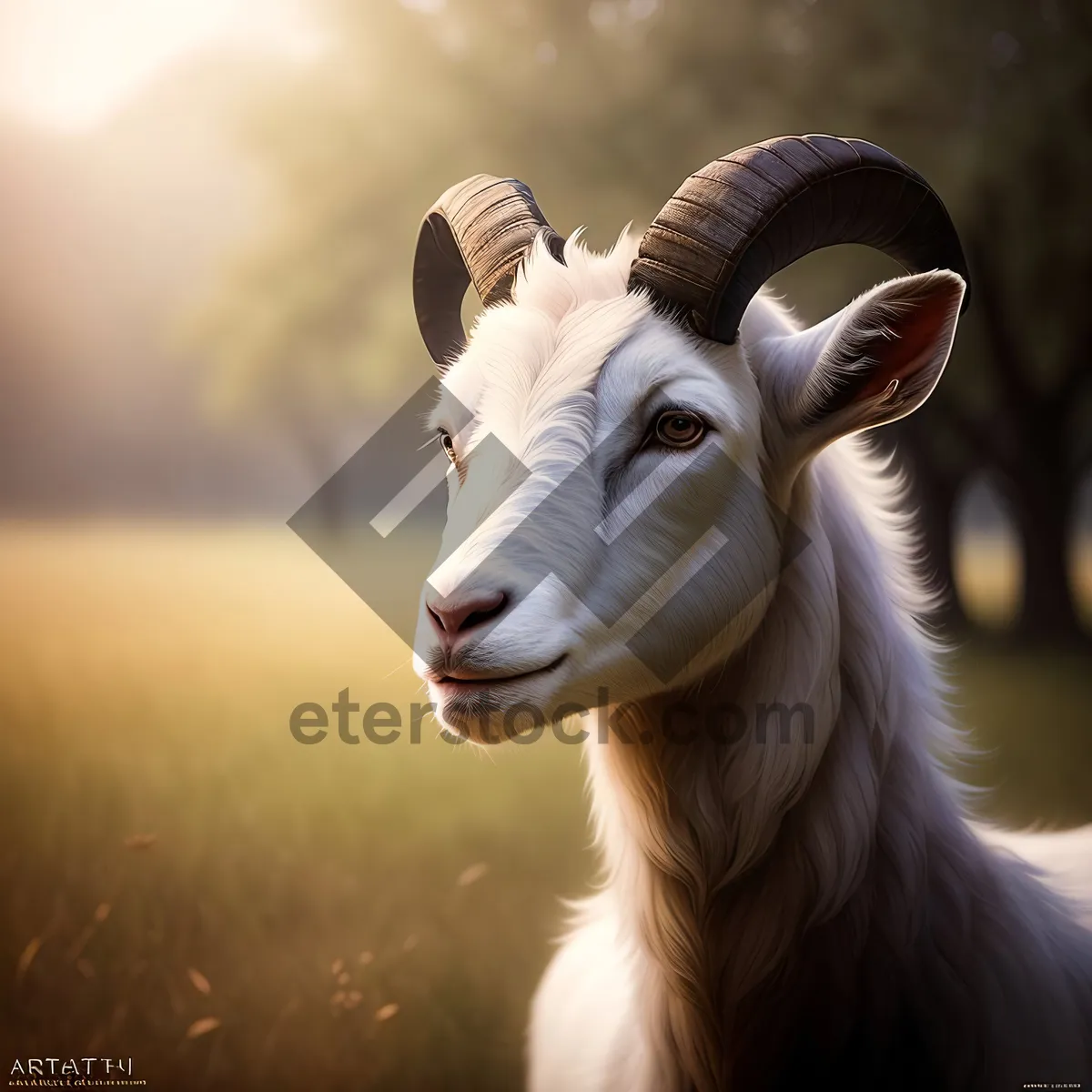 Picture of Rural Ram Grazing in Meadow