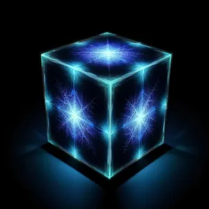 Digital fractal space wallpaper with glass star pattern