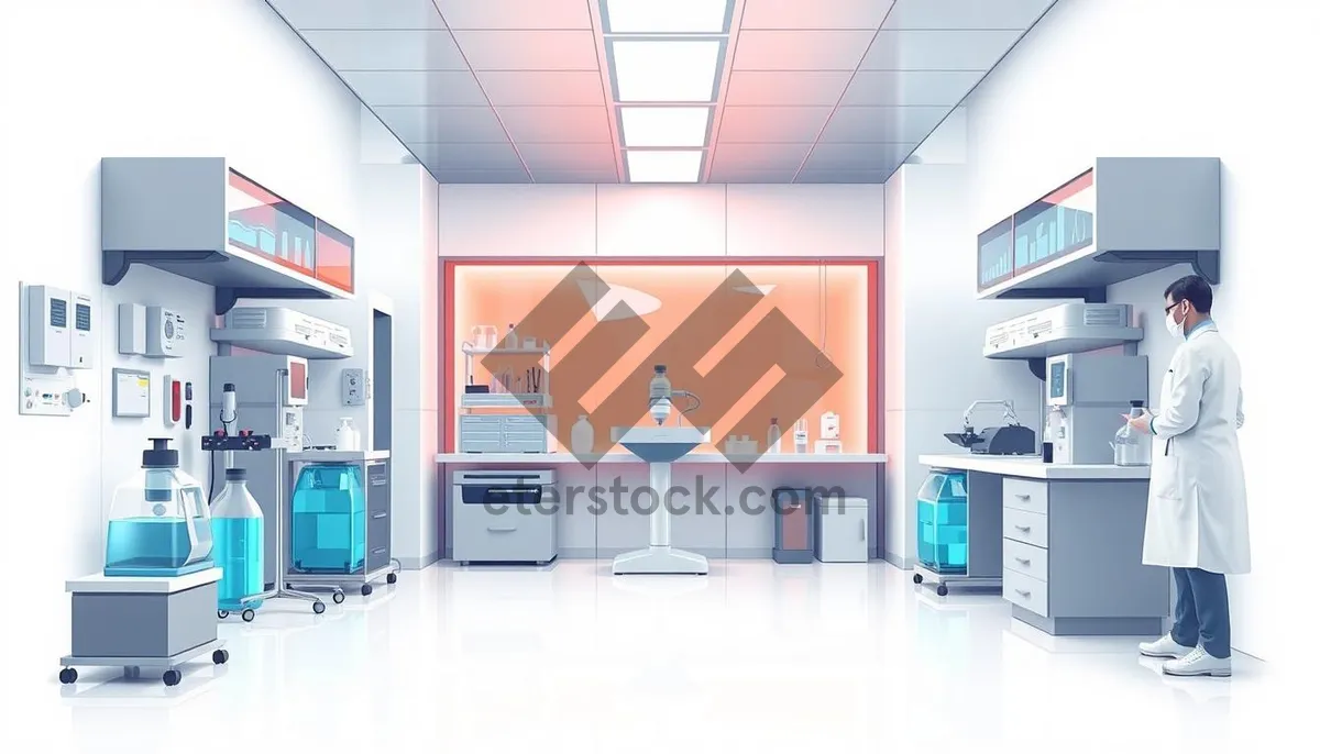 Picture of Modern business office interior design with 3D lamp.