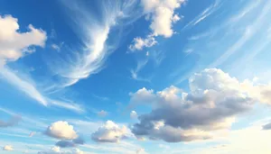 Sunny Bright Sky with Clouds in Summer Season.