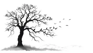 Black Tree Silhouette Design with Branch Tracing