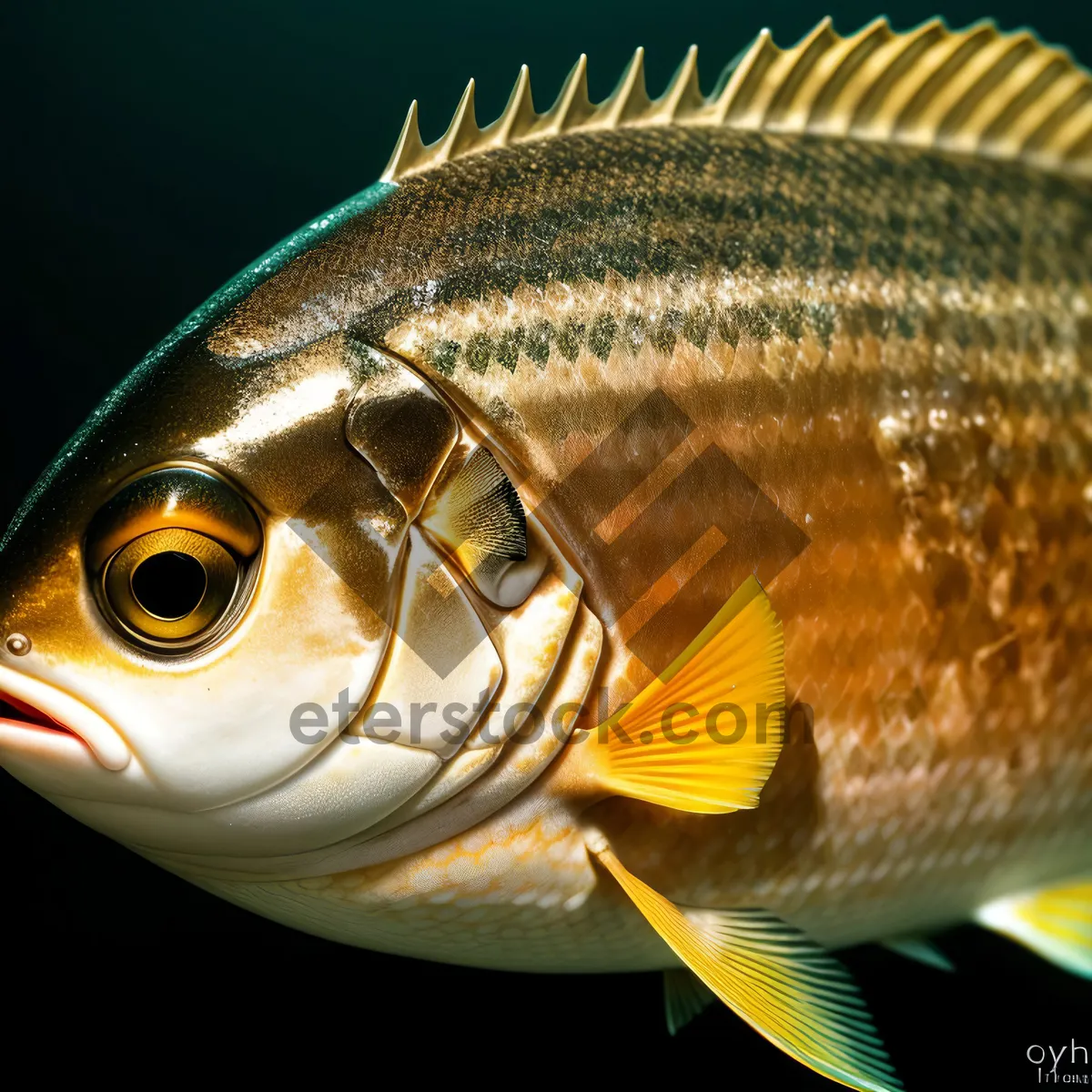 Picture of Tropical Goldfish Swimming in Underwater Aquarium