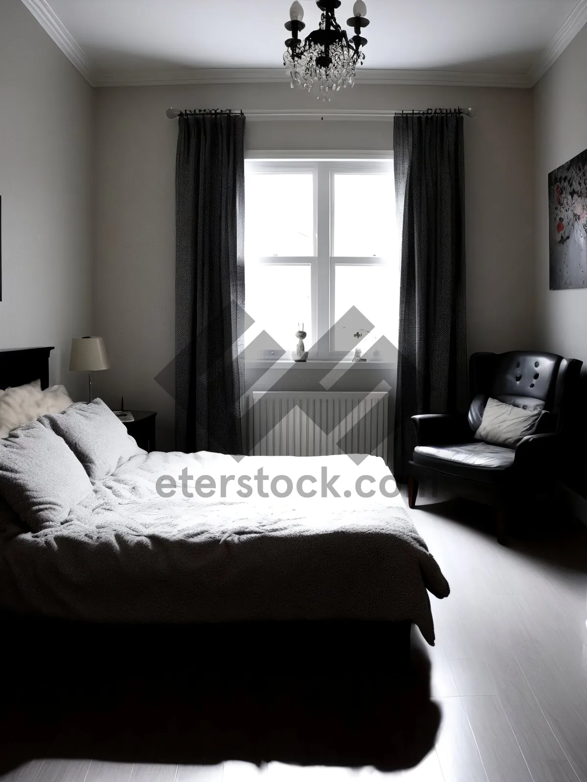 Picture of Stylish Wood-Paneled Living Room with Cozy Sofa