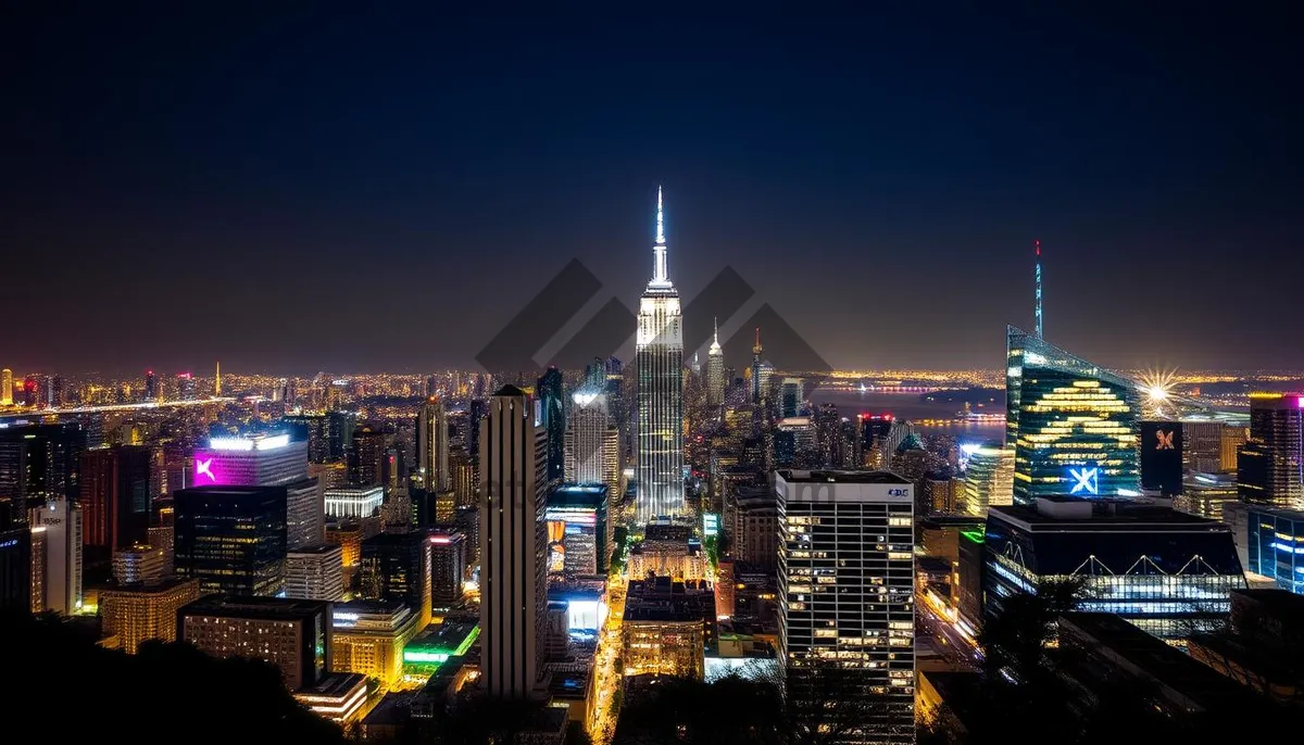 Picture of Modern waterfront city skyline at dusk