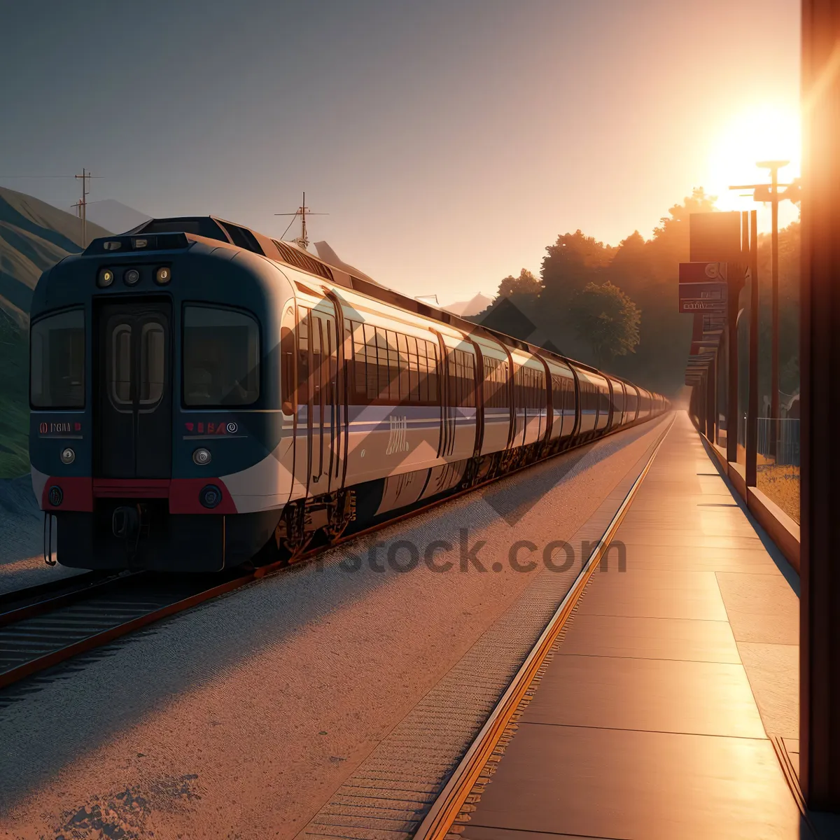 Picture of Urban Train at City Station in High-Speed Traffic