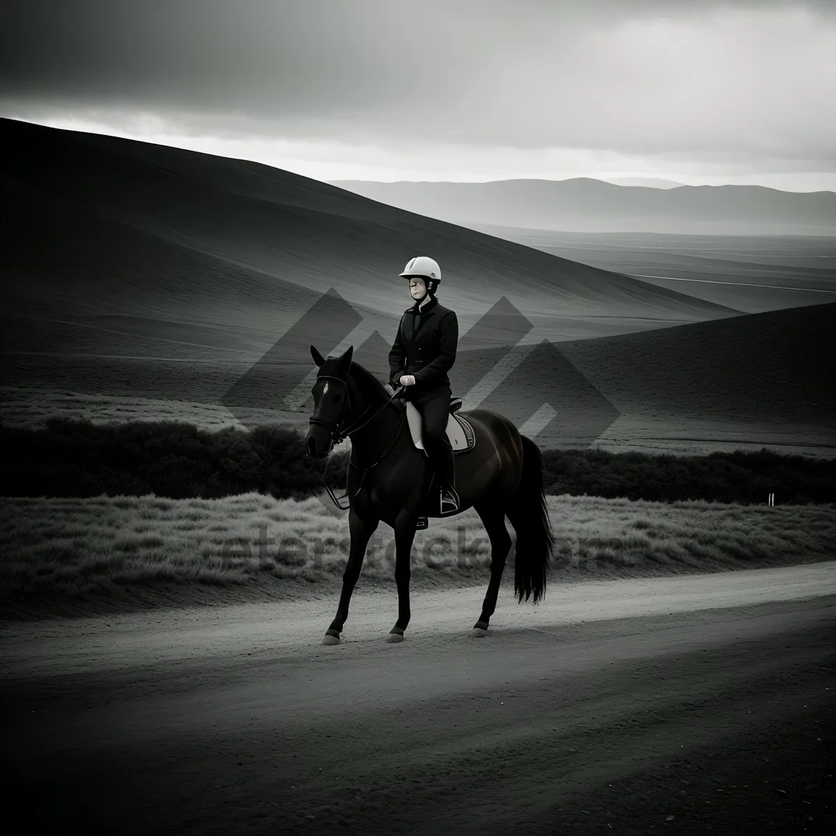 Picture of Serenity at Sunset: Silhouette of a Cowboy & Horse