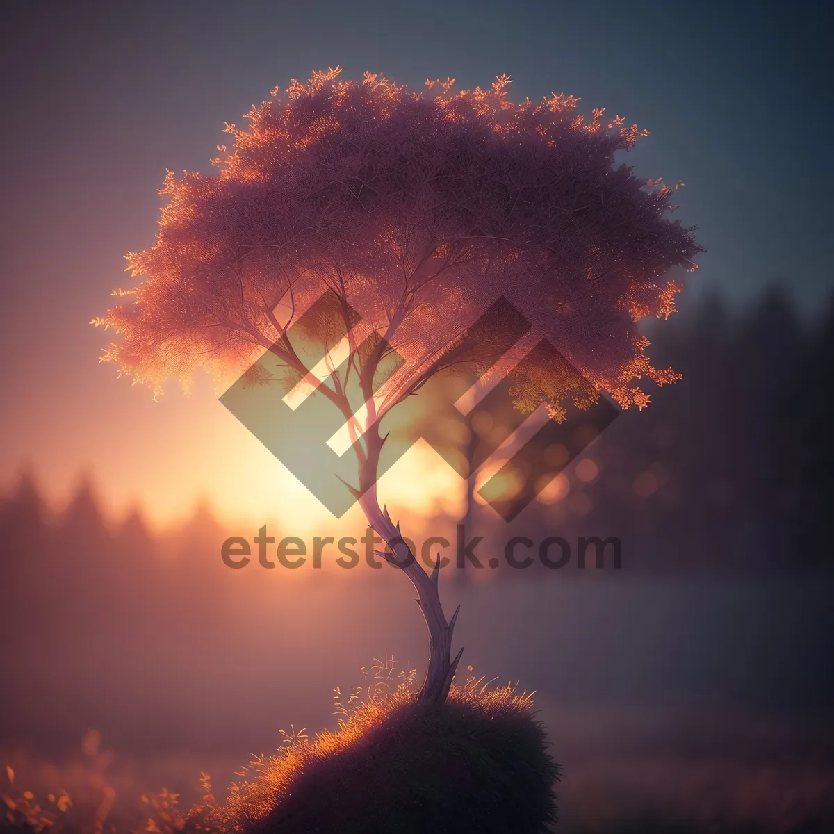Picture of Enchanting Sunset Casting Celestial Glow over Landscape