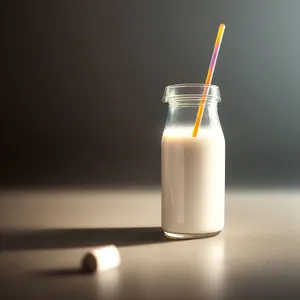 Glass Milk Bottle with Liquid - Healthful Dairy Beverage