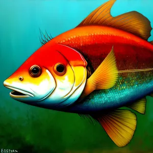 Colorful Reef Goldfish Swimming in Aquarium