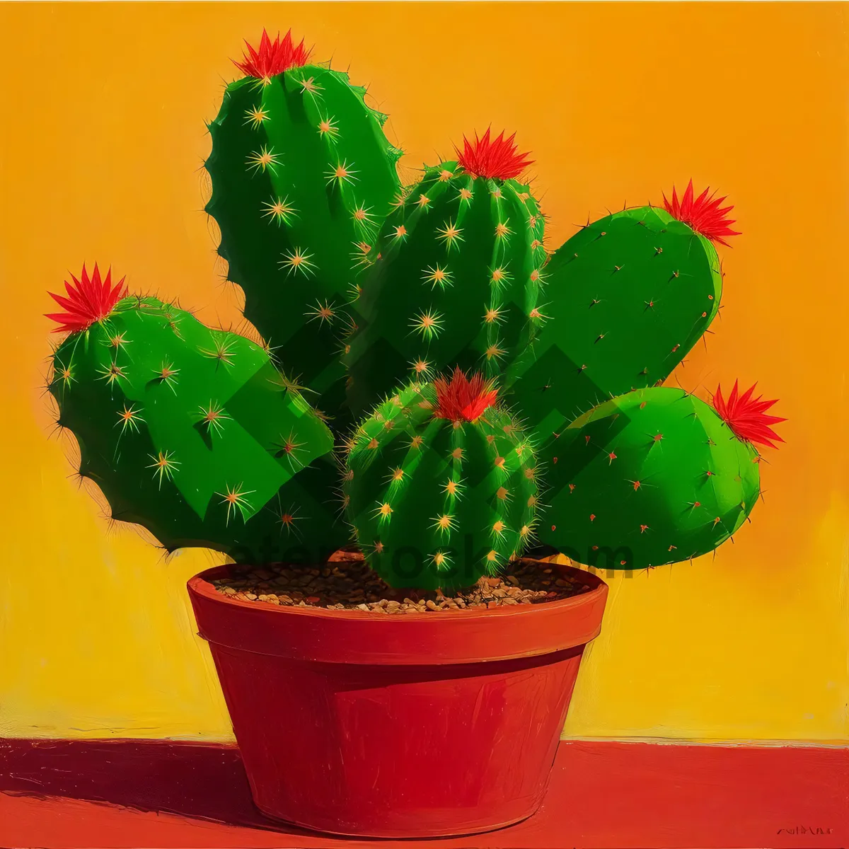 Picture of Vibrant Pink Cactus Flower in Decorative Pot