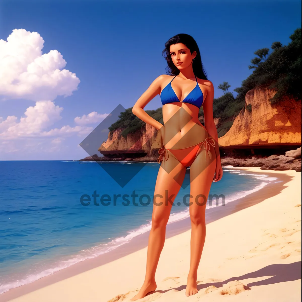 Picture of Sun-kissed Bikini Babe Enjoying Tropical Beach
