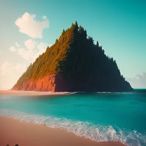Tropical island paradise by the turquoise sea