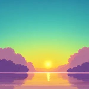 Golden Sun Setting Over Serene Ocean Horizon