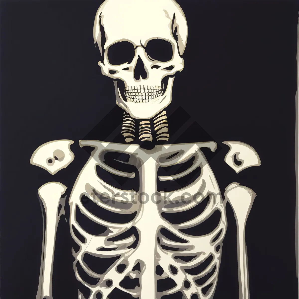 Picture of Eerie X-Ray of Human Skull and Spine