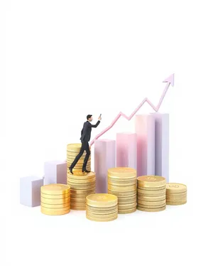 Golden Business Success Stackurrency Chart.financial Banking cash pile.