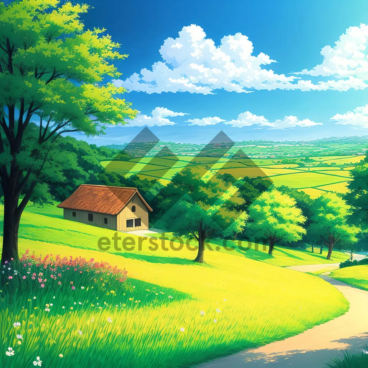 Picture of Vibrant Rapeseed Fields Embracing the Countryside