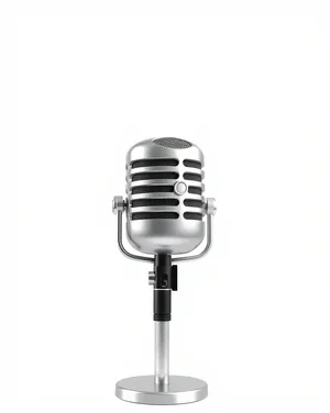 Vintage microphone on stage during live concert performance.