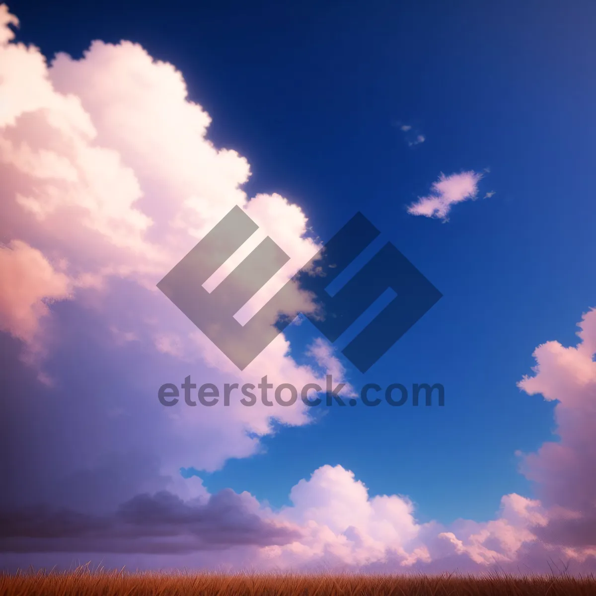 Picture of Vibrant Summer Sky with Fluffy Clouds