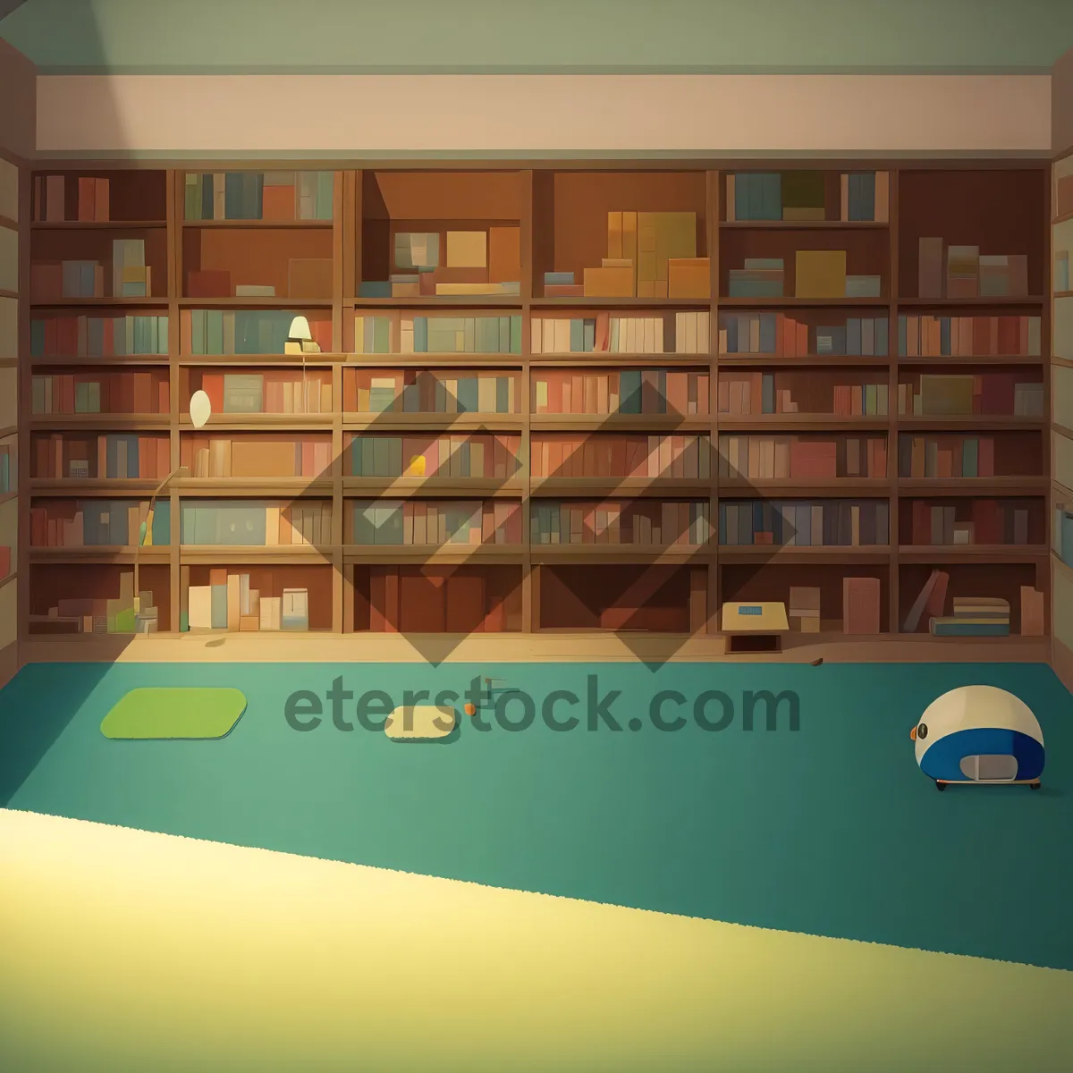 Picture of Library Study Room with Colorful Bookshelves