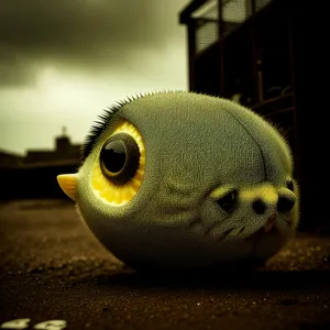 Tropical underwater puffer fish with mesmerizing eye