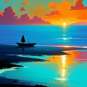 Beautiful Sunset over the Serene Ocean