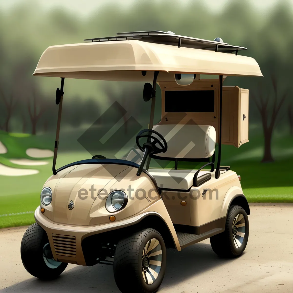 Picture of Golf Cart on Green Course