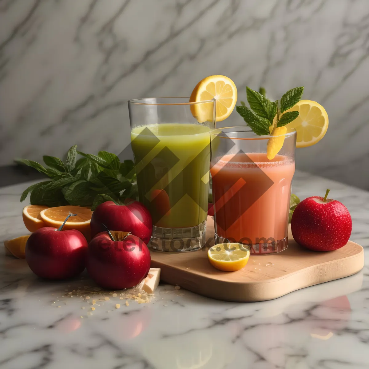 Picture of Fresh fruit plate for healthy breakfast on table.