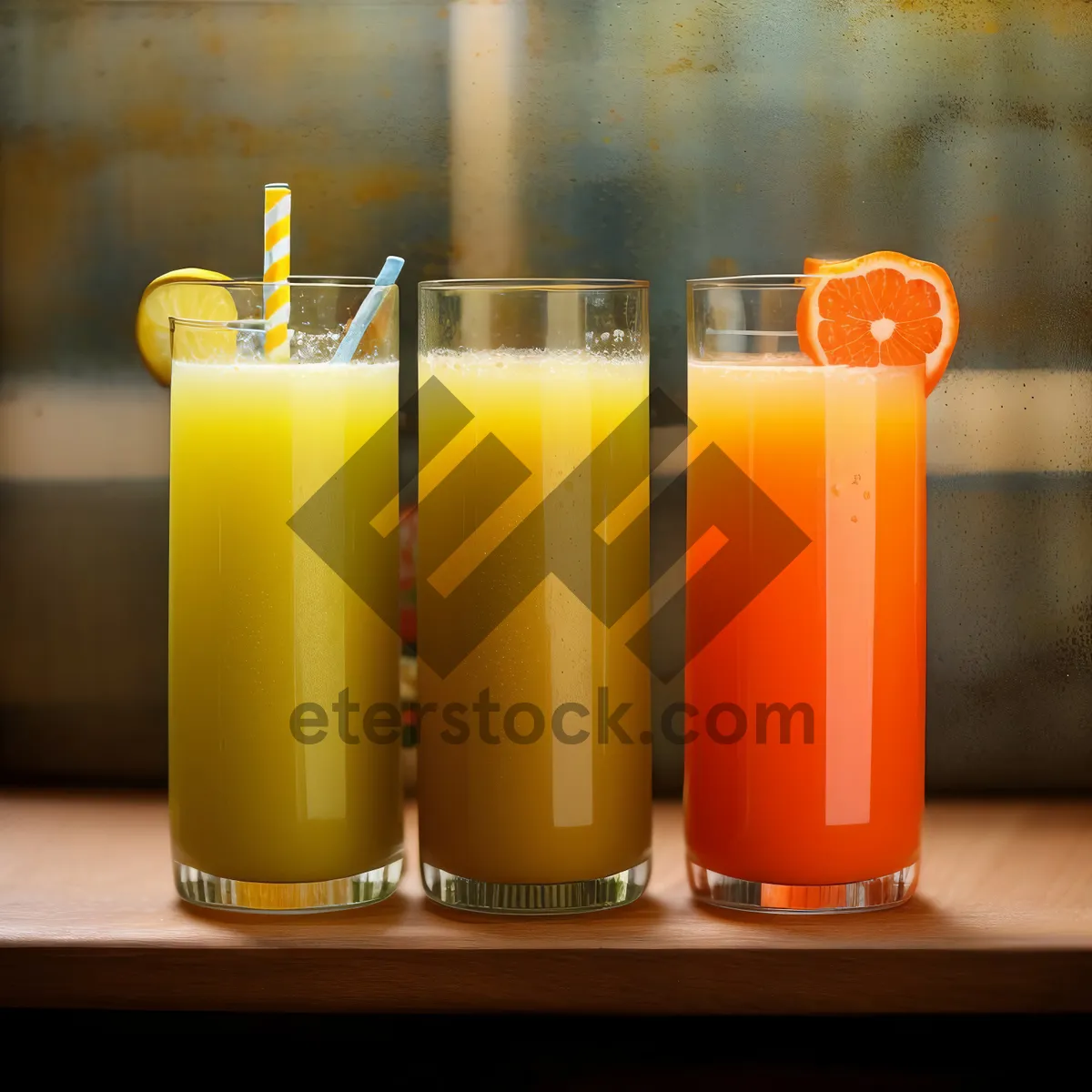 Picture of Refreshing Orange Juice with Ice and Fresh Fruits