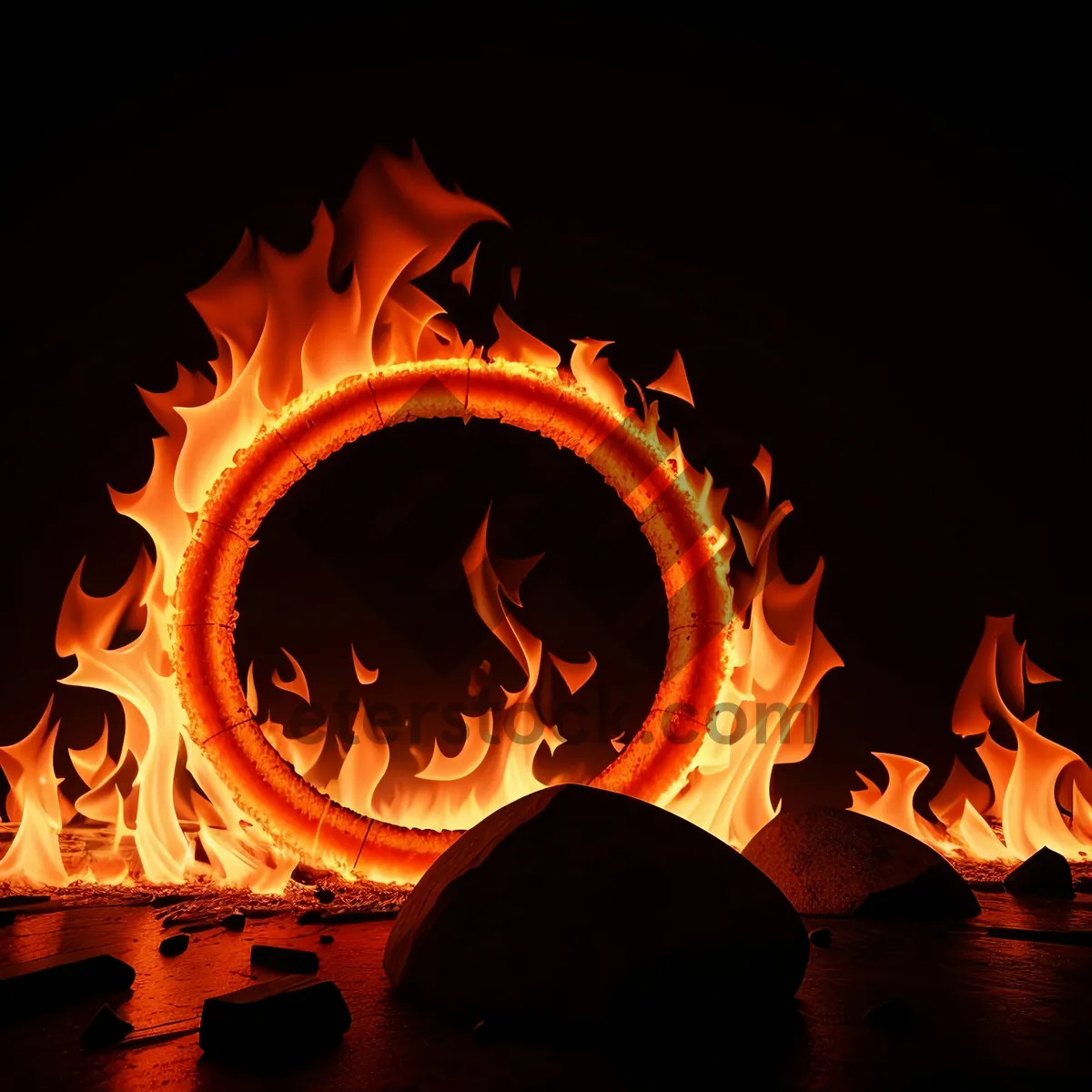 Picture of Blazing Pumpkin Fire Design: Artistic Symbolic Orange and Black Frame.