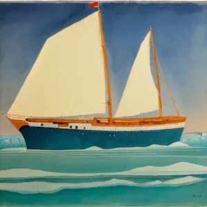 Ocean breeze: Majestic schooner sailing through the sea