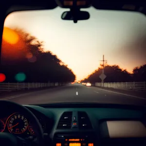 Night Drive: Fast Automobile on Highway