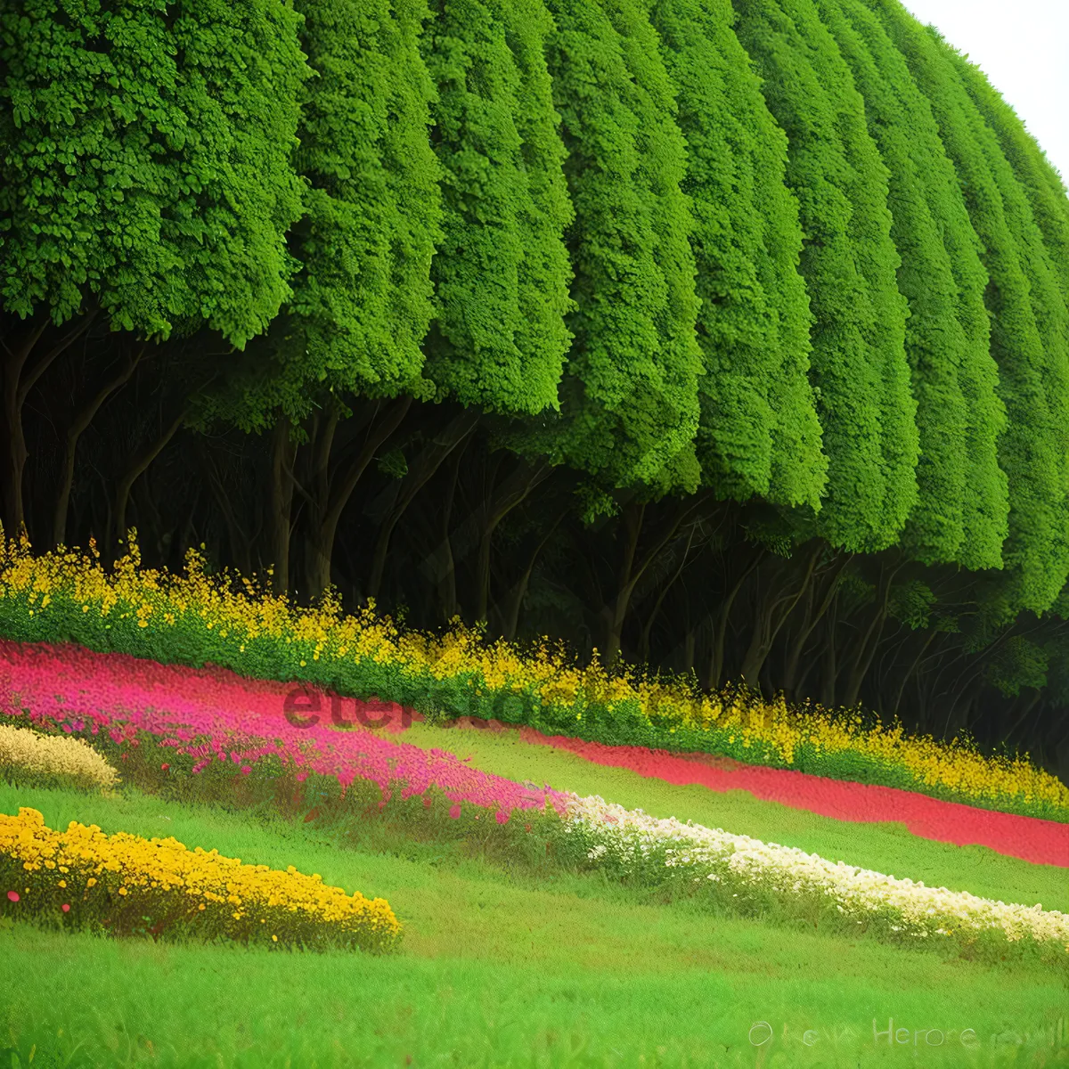 Picture of Serene Countryside Landscape with Vibrant Ramie Field