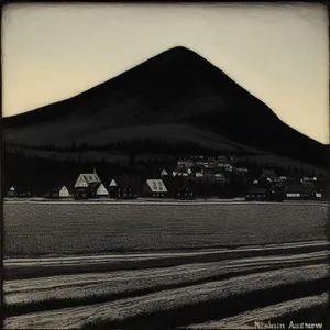 Mountain canvas tent under open sky with mosquito net