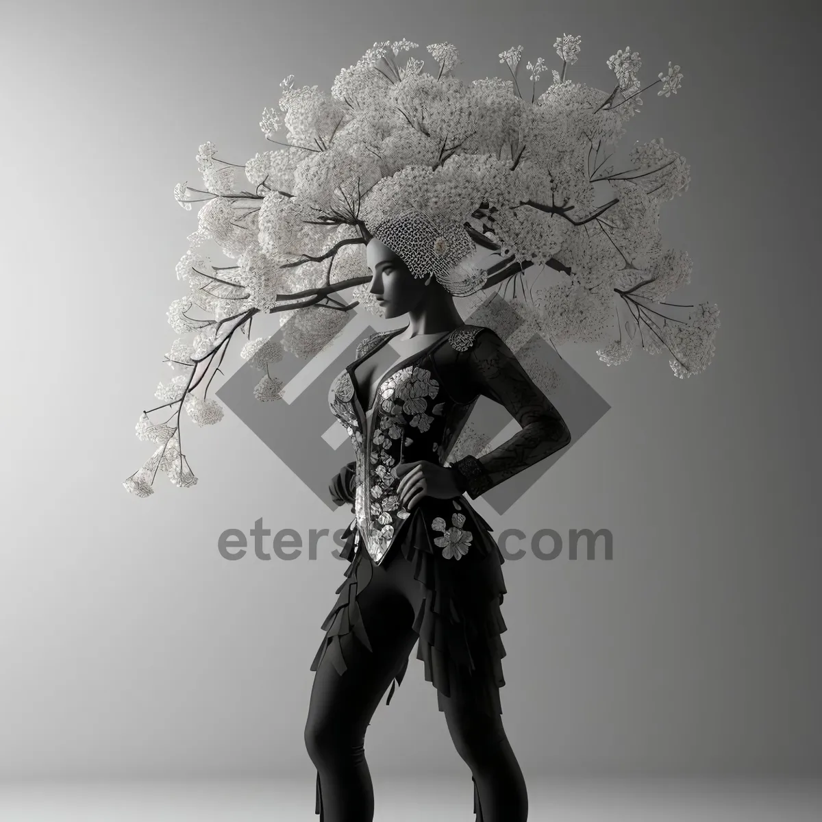 Picture of Black silhouette of man dancing in artistic graphic