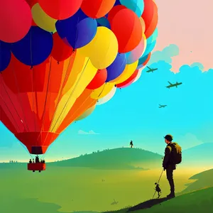 Colorful Hot Air Balloon Soaring in the Sky