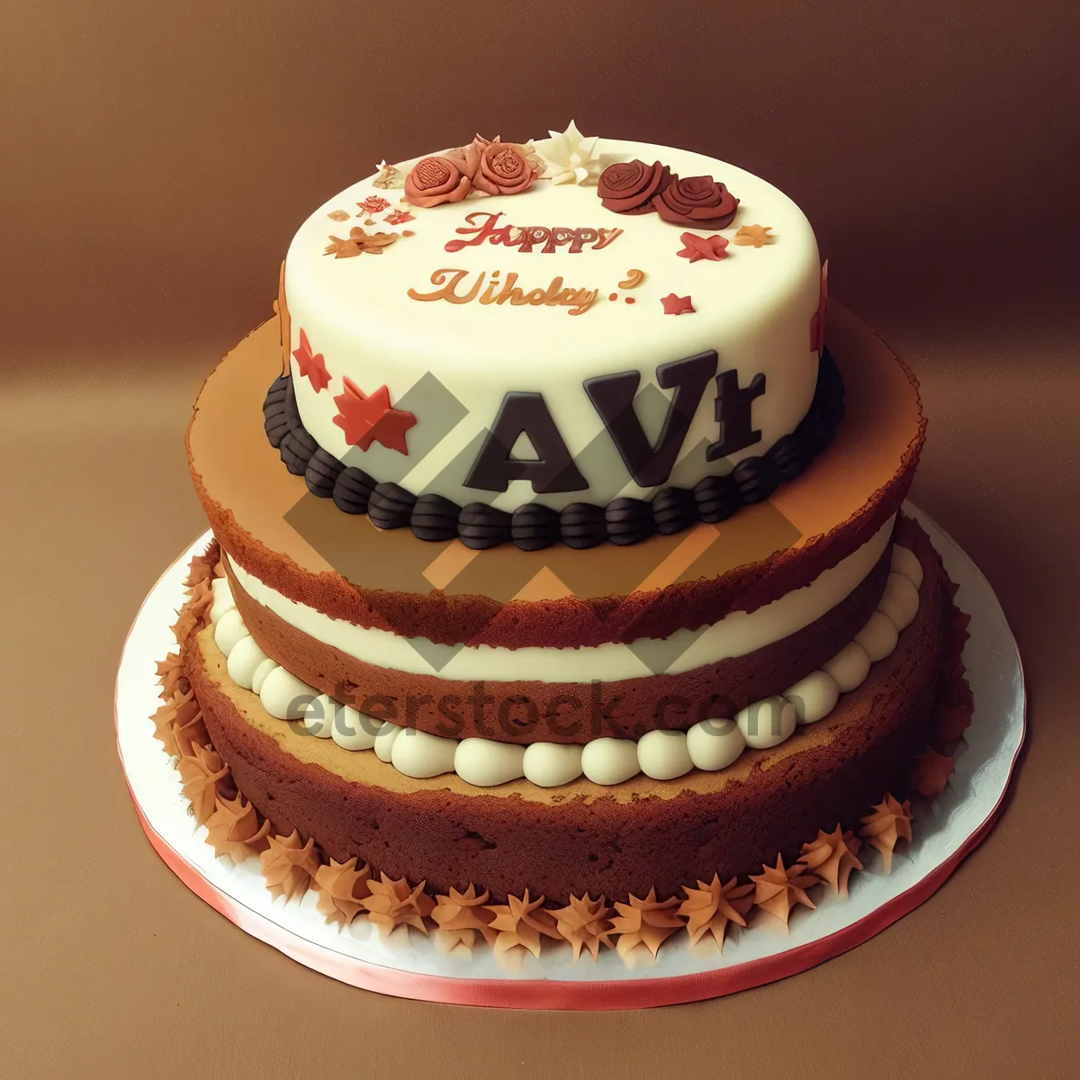 Picture of Delicious Chocolate Cream Cake with Fruit