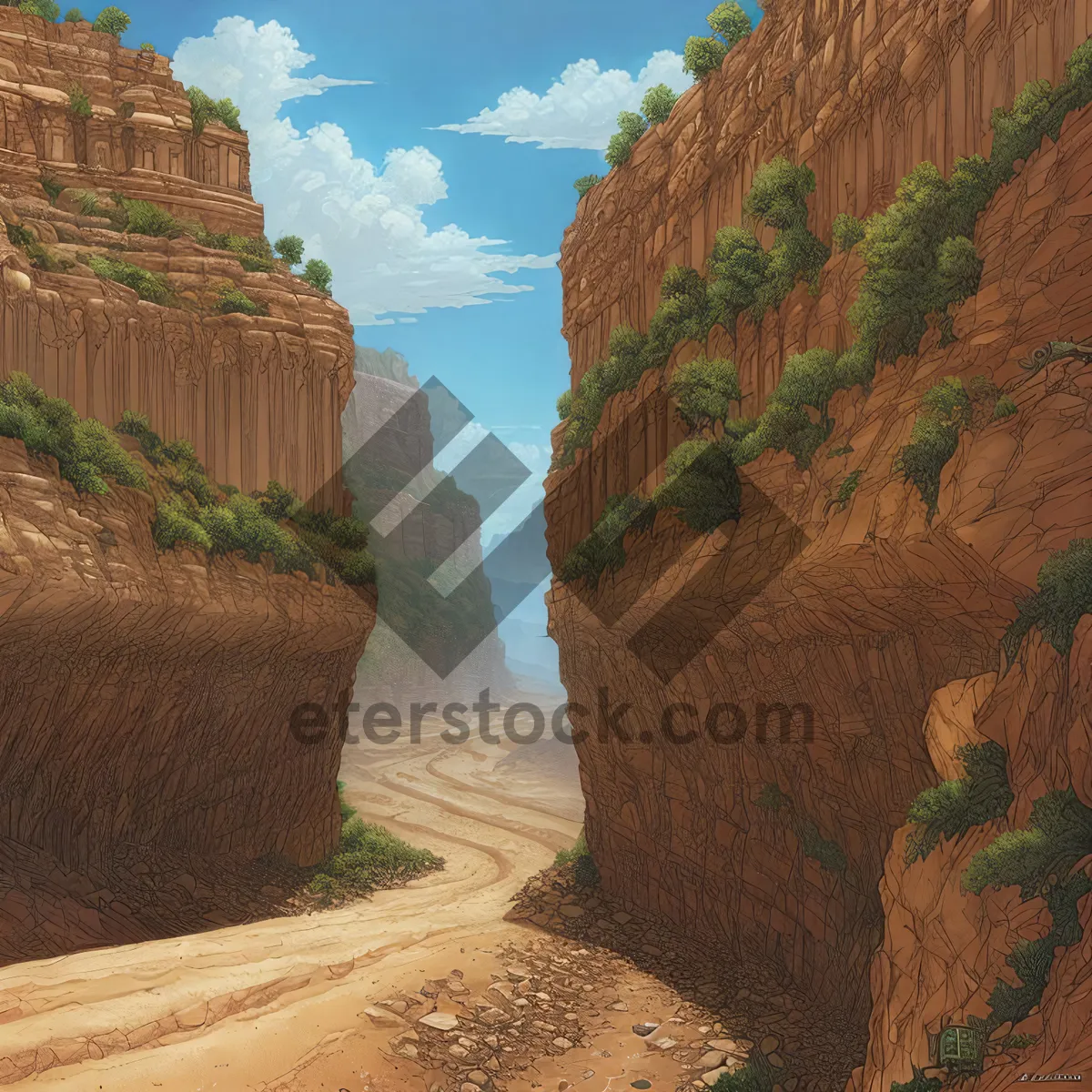 Picture of Majestic Southwest Canyon Landscape: Desert Wilderness & Carved Sandstone Rocks